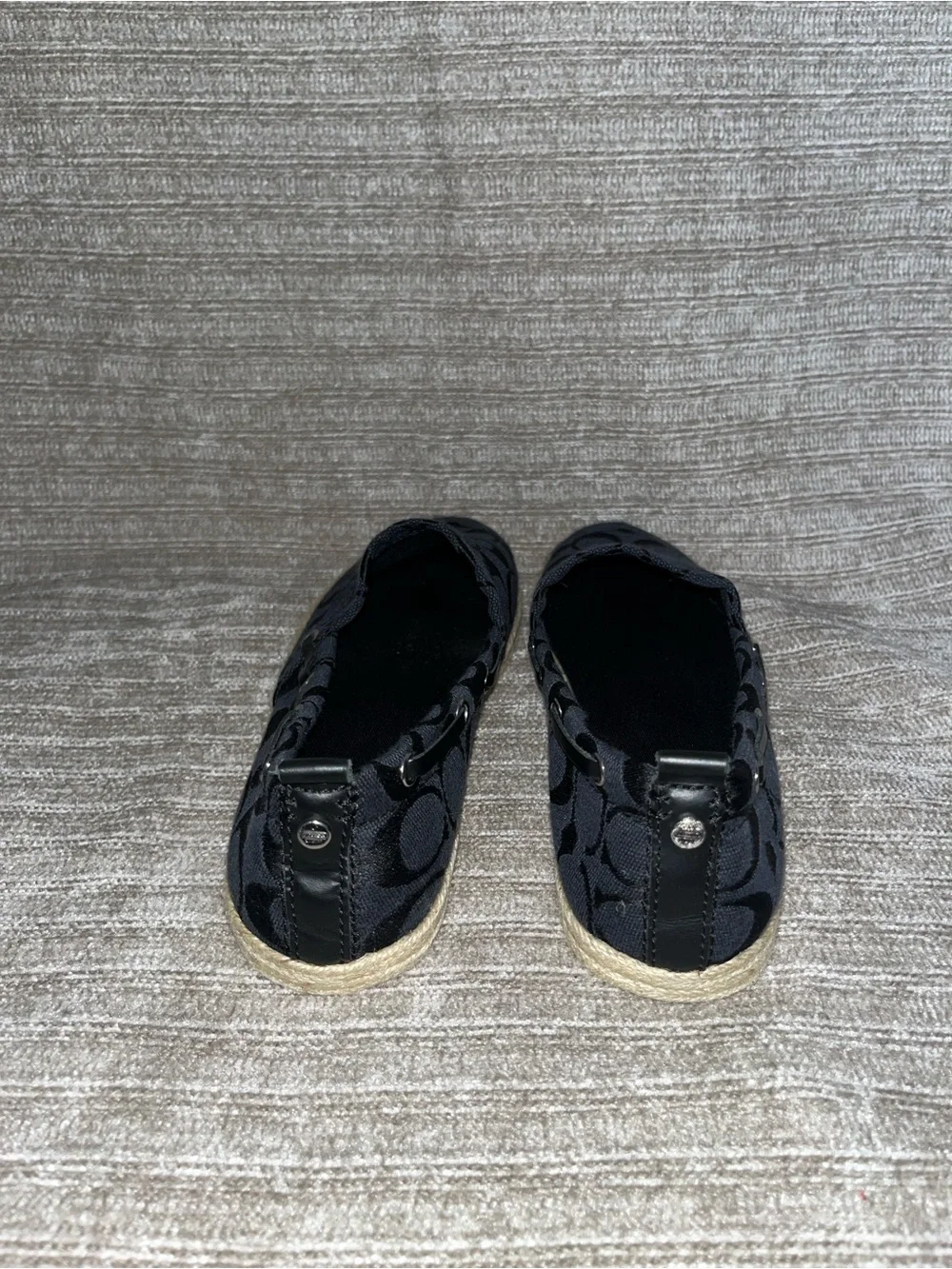 Coach Mellow Espadrilles Black Logo Signature Canvas Flats Shoes Women’s 7.5 New